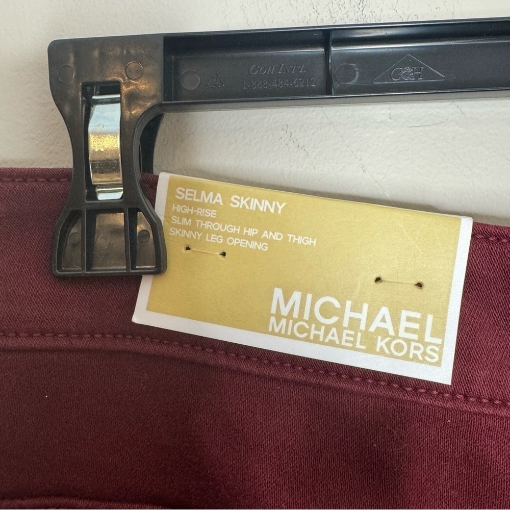 NWT Michael Michael Kors Selma Skinny Highrise Jeans Merlot 24W - Picture 8 of 8